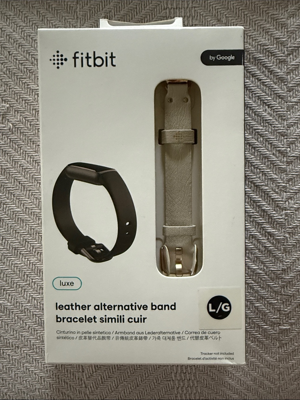 Fitbit Beige Leather-Alternative Replacement Band for Luxe with Gold Buckle